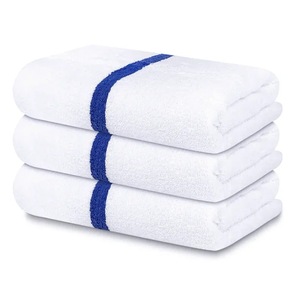 Imperial Premium Economy Pool Towels - Blue Stripe 24"x48"