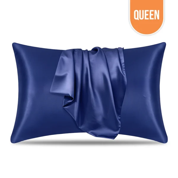 Queen Satin Pillow Cases Navy Blue 20"x30"