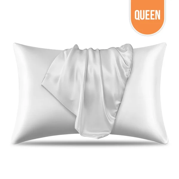 Queen Satin Pillow Cases White - 20"x30"
